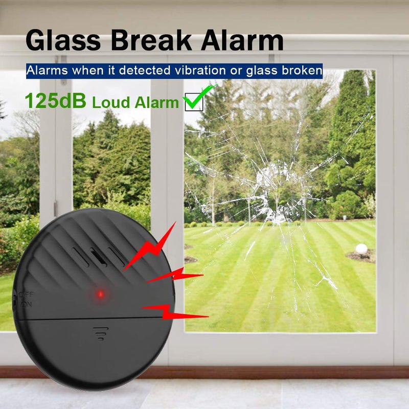 WSDCAM Ultra-Slim Glass Break Detector - 125dB Alarm, Vibration Sensor for Home Security - 4 Pack - Black - Image 2
